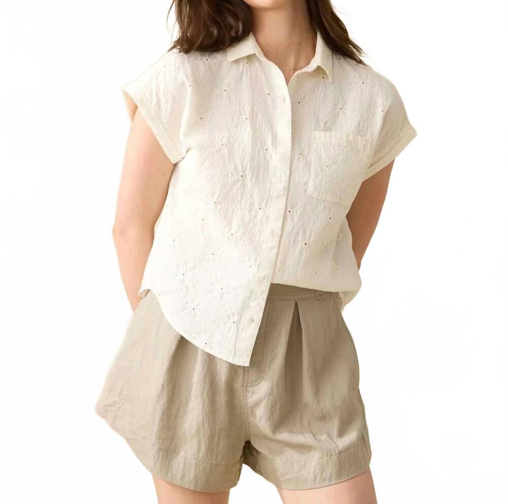 NEW FLAGS & ANTHEM graceville cotton shirt in ecru